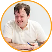 Jacob Ellis headshot in a yellow bordered circle.